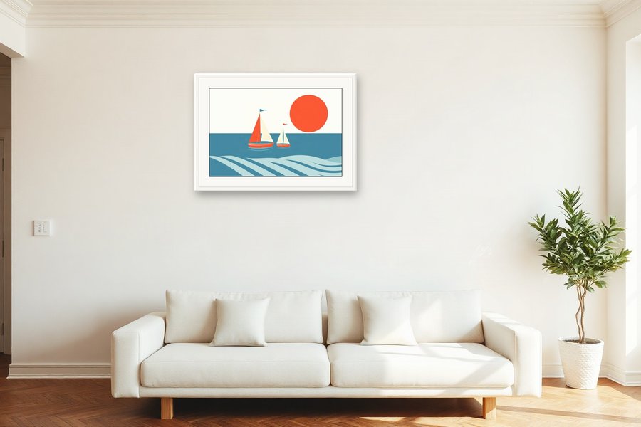 Bold Sailboat Shapes, shown in a room setting