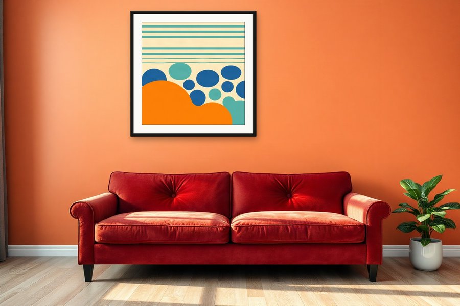 Graphic Tide Pools, shown in a room setting