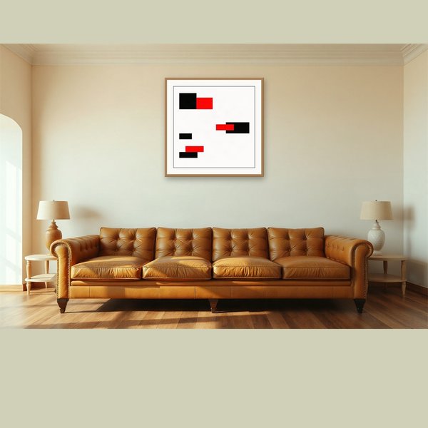 Black White, Contrast, built from bold flat shapes and confident negative space -- confident red, yellow and blue.