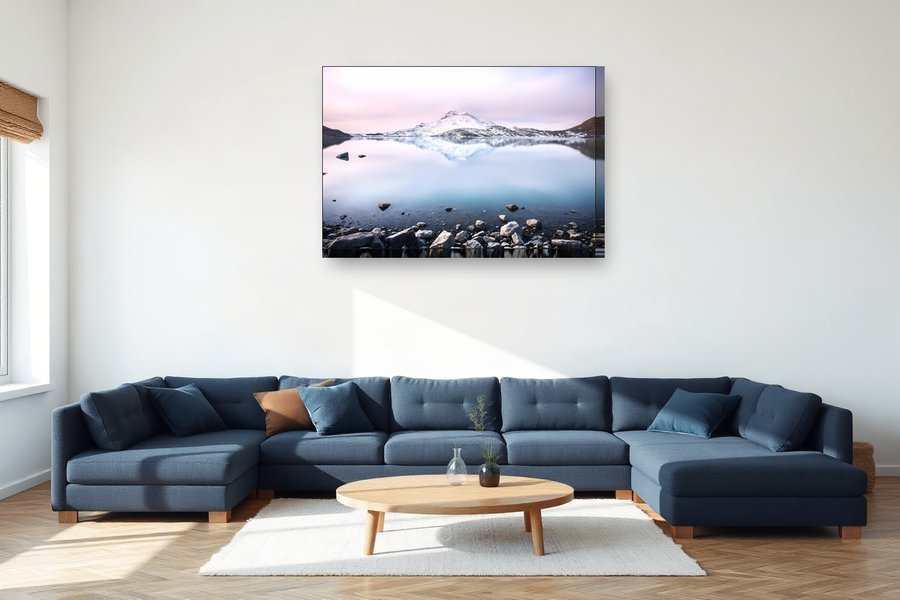 Alpine Lake, Still Mirror, shown as a canvas