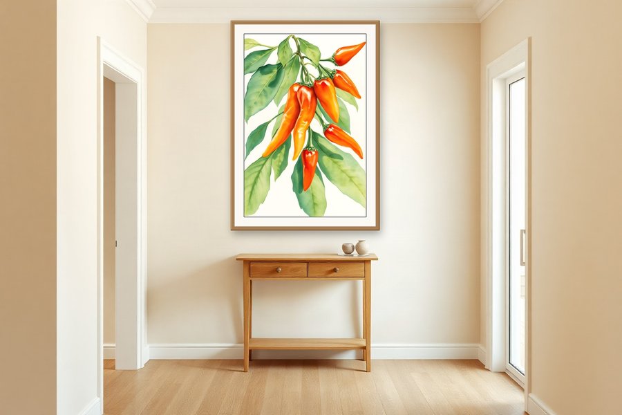 Chilli Pepper Branch, shown in a room setting