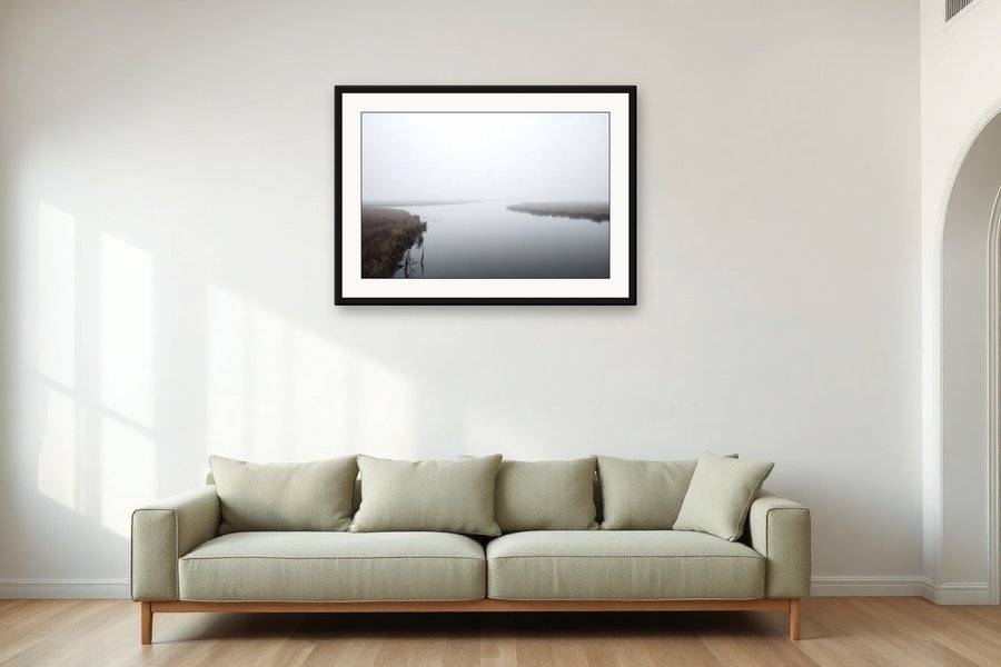 Salt Marsh, Mist, shown in a room setting