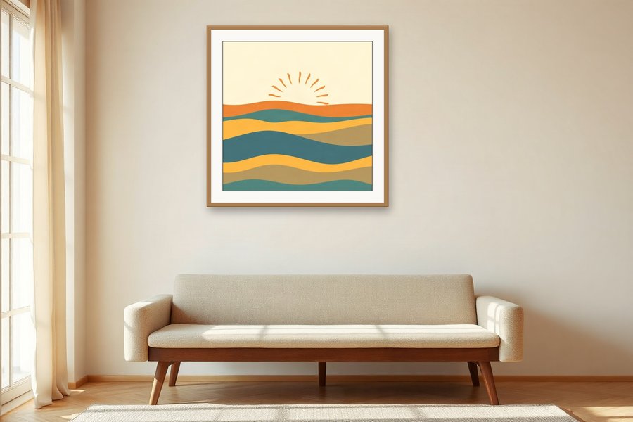 Sun and Wave Motif, shown in a room setting