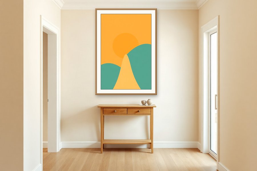 Teal Sun, Rise, shown in a room setting