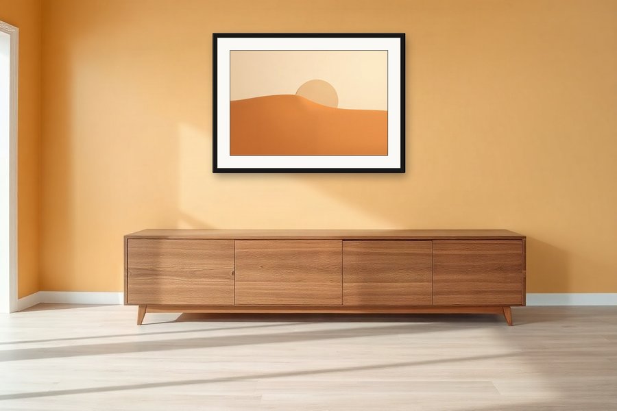 Soft Curve, Sand Field, shown in a room setting