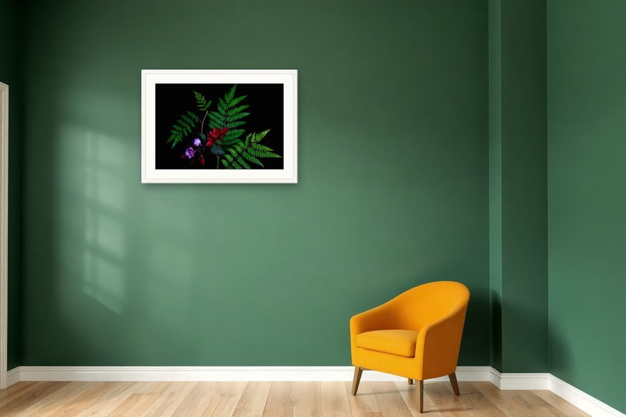 Fern and Burgundy Leaves, shown in a room setting