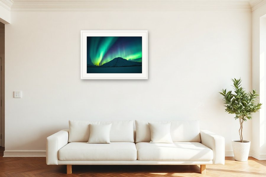 Aurora Mountain Silhouette, shown in a room setting