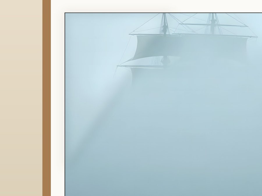 Ship in Fog, shown framed