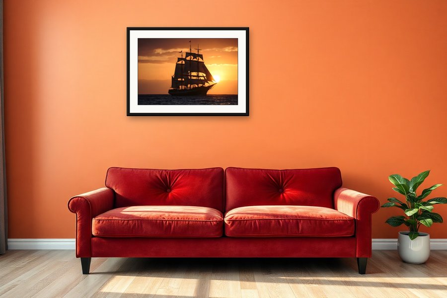 Full Sail, Sunset, shown in a room setting
