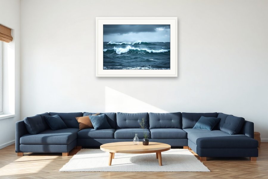 Storm Swell, Grey Horizon, shown in a room setting