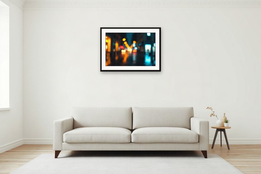 Shopfront Glow, Blurred, shown in a room setting
