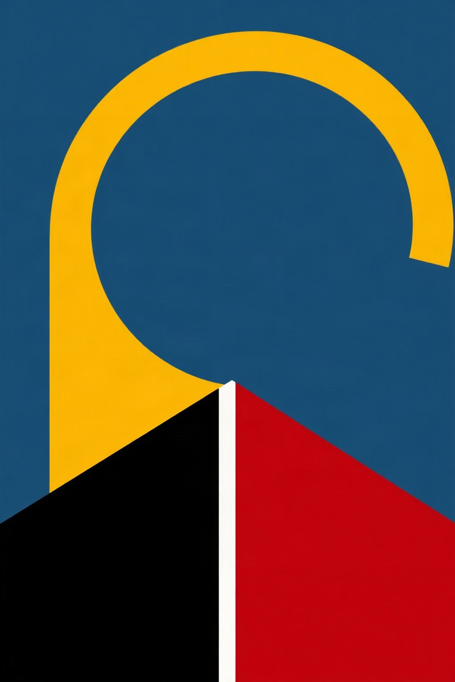 AI-generated artwork: Yellow Arc, Blue Field (flat preview)