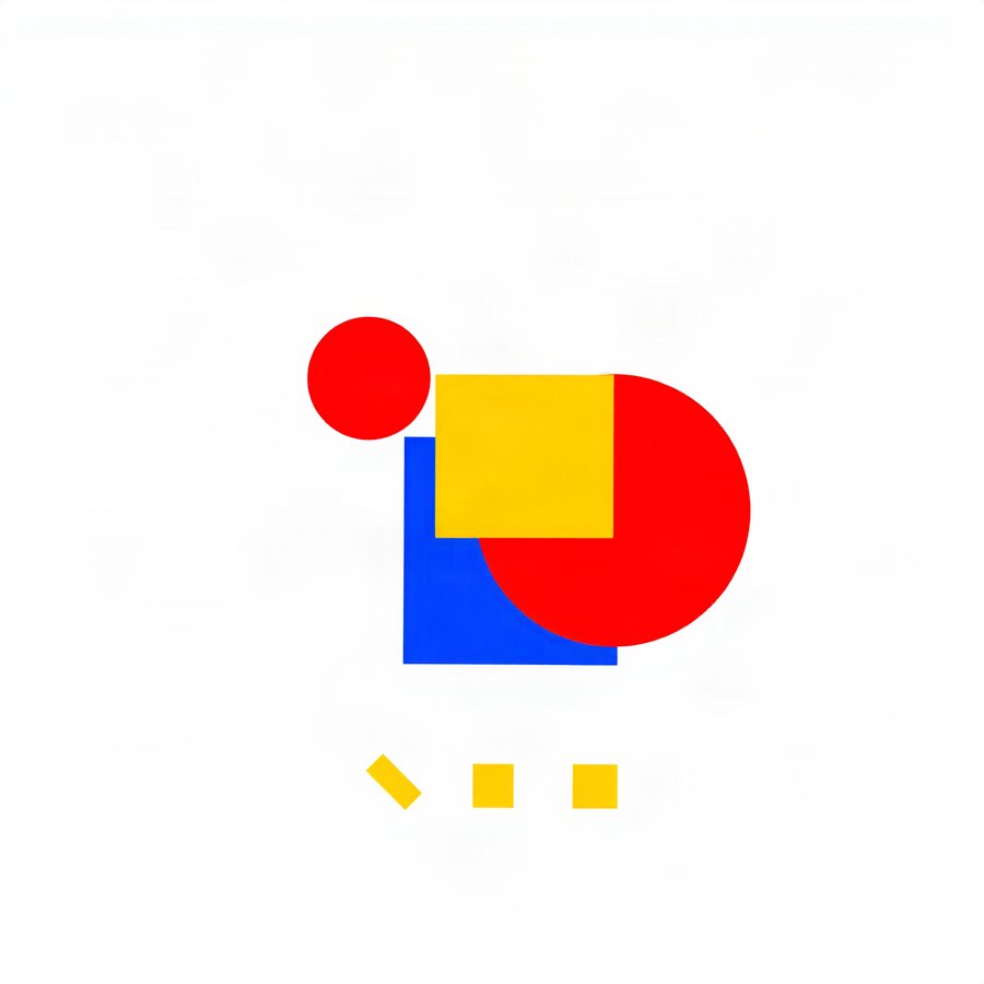 AI-generated artwork: Circles and Blocks, Red (flat preview)
