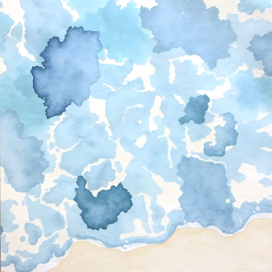 AI-generated artwork: Harbour Shallows, Blue (flat preview)