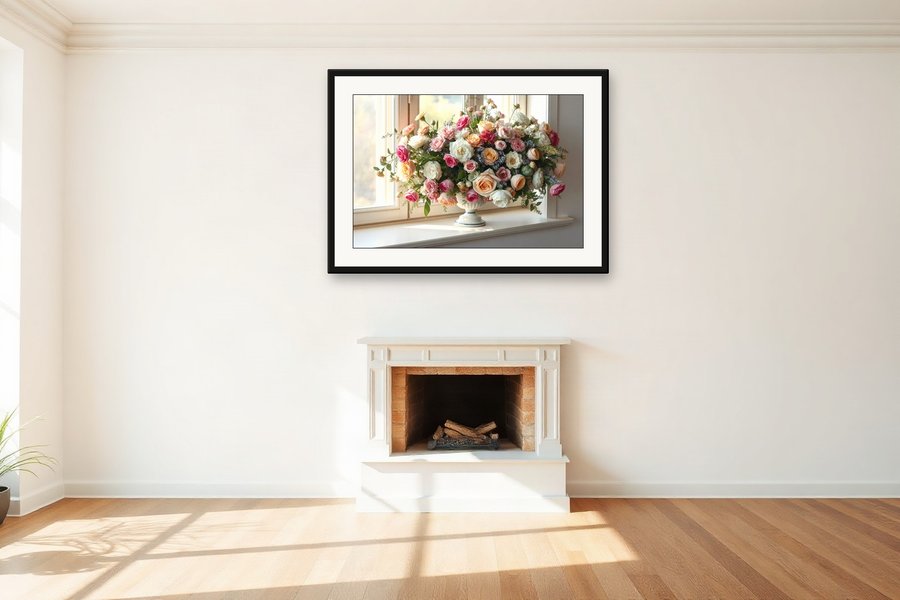 Overflowing Vase, Window Light, shown in a room setting
