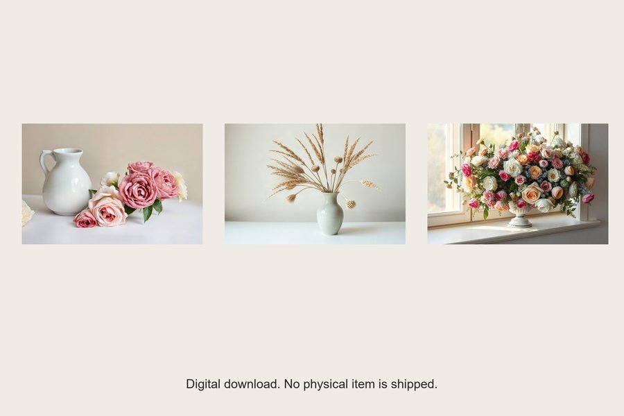 Still Hours gallery wall set of three prints, shown in a room setting
