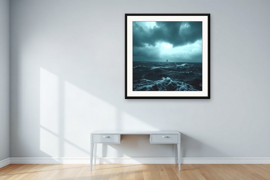 Boiling Clouds, Distant Ship, shown in a room setting