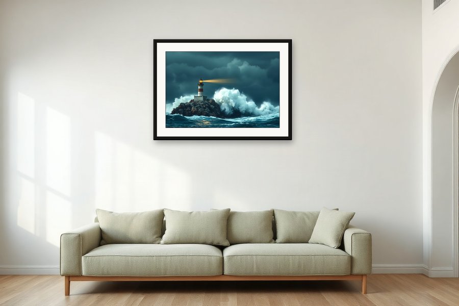 Lighthouse, Wave Burst, shown in a room setting