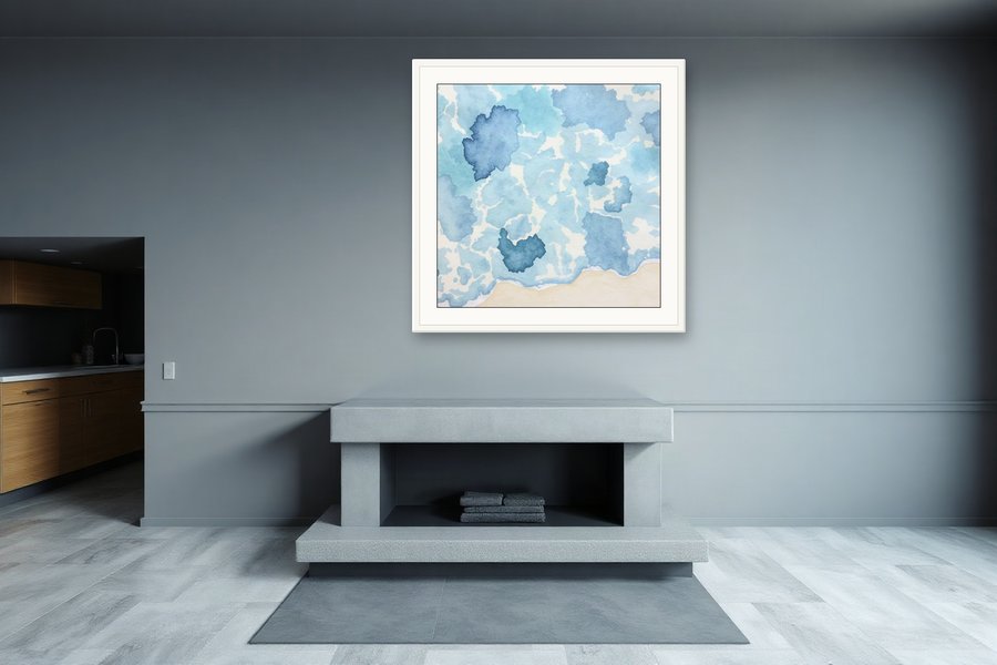 Harbour Shallows, Blue, shown in a room setting