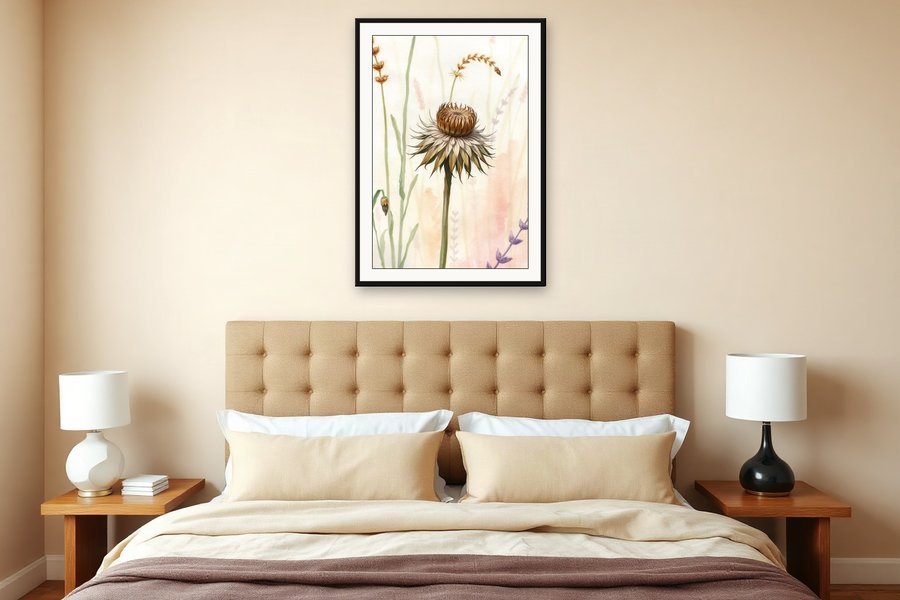 Thistle, Meadow Study, shown in a room setting